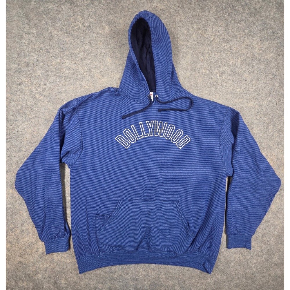 Dollywood Souvenir Hoodie Blue Micro Stripe Pullover XL Dolly Parton Theme Park